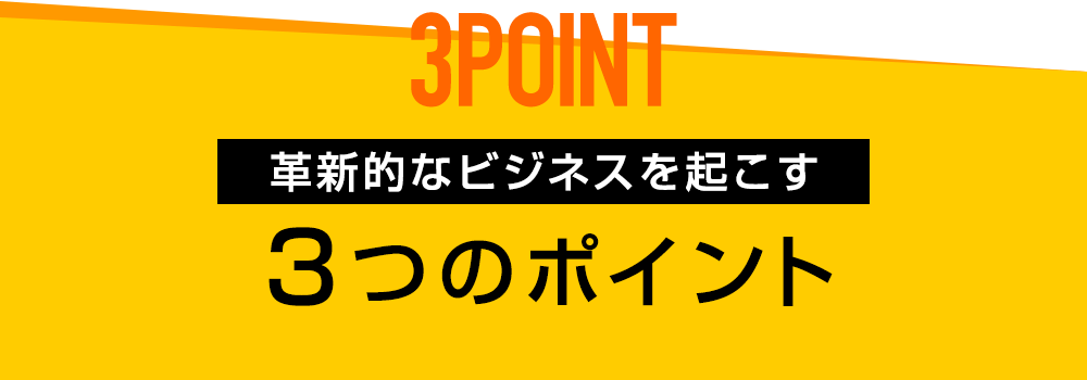 3 POINTS 革新的なビジネスを起こす ３つのポイント